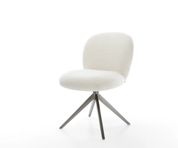 Drehstuhl Nube-Flex Bouclé Soft Beige Kreuzgestell breit Graphit 360° drehbar Wippfunktion Taschenfederkern