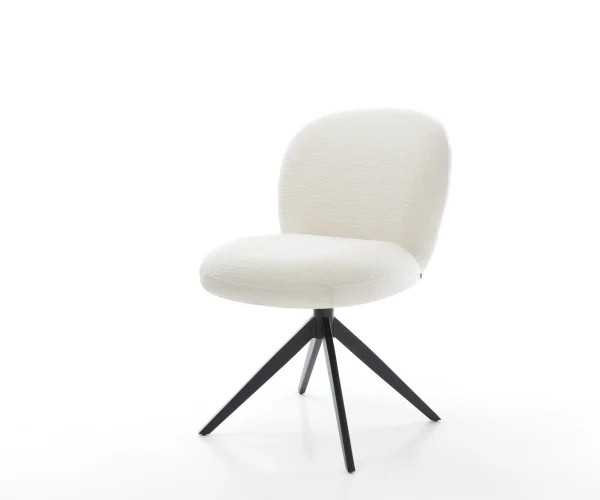 Drehstuhl Nube-Flex Bouclé Soft Beige Kreuzgestell breit Schwarz 360° drehbar Wippfunktion Taschenfederkern