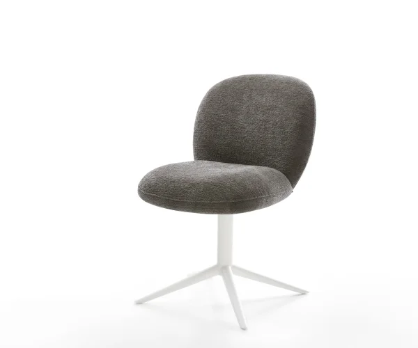 Drehstuhl Nube-Flex Bouclé Soft Schlamm Fußkreuz Weiß 360° drehbar Wippfunktion Taschenfederkern