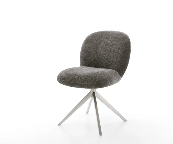 Drehstuhl Nube-Flex Bouclé Soft Schlamm Kreuzgestell breit Edelstahl 360° drehbar Wippfunktion Taschenfederkern