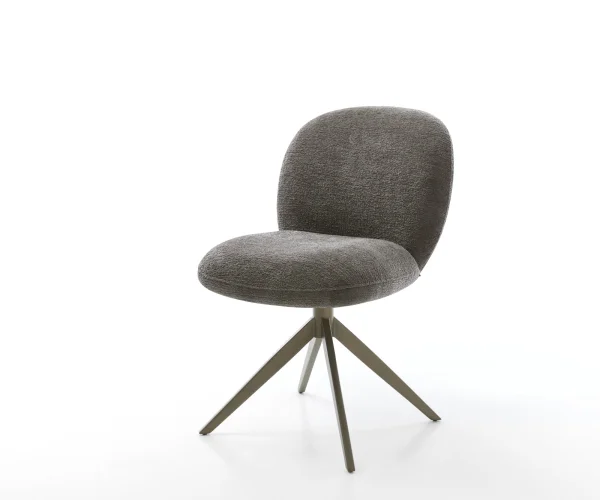 Drehstuhl Nube-Flex Bouclé Soft Schlamm Kreuzgestell breit Effektfinish Titan 360° drehbar Wippfunktion Taschenfederkern