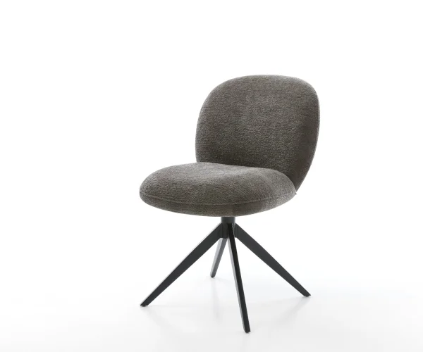 Drehstuhl Nube-Flex Bouclé Soft Schlamm Kreuzgestell breit Schwarz 360° drehbar Wippfunktion Taschenfederkern