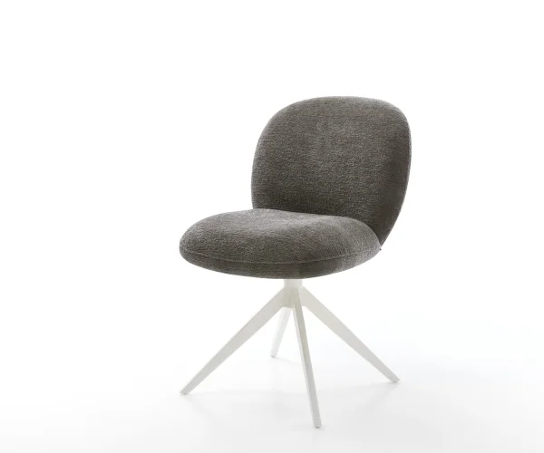 Drehstuhl Nube-Flex Bouclé Soft Schlamm Kreuzgestell breit Weiß 360° drehbar Wippfunktion Taschenfederkern