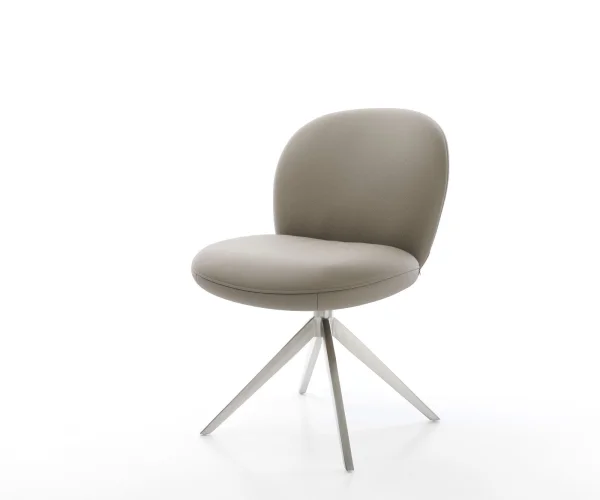 Drehstuhl Nube-Flex Echt-Leder Schlamm Kreuzgestell breit Edelstahl 360° drehbar Wippfunktion Taschenfederkern