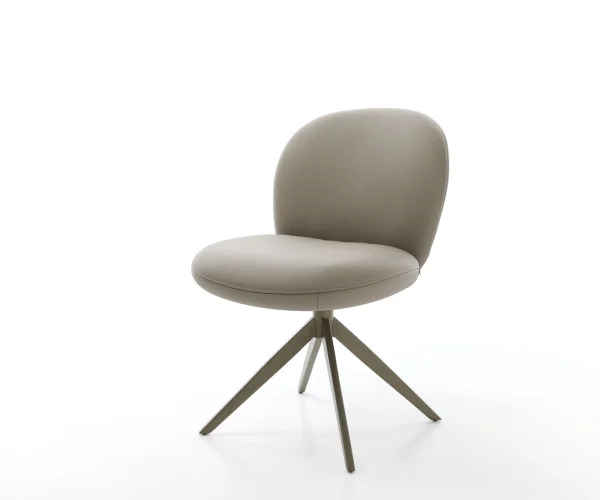 Drehstuhl Nube-Flex Echt-Leder Schlamm Kreuzgestell breit Effektfinish Titan 360° drehbar Taschenfederkern