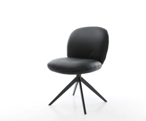 Drehstuhl Nube-Flex Echt-Leder Schwarz Kreuzgestell breit Schwarz 360° drehbar Wippfunktion Taschenfederkern