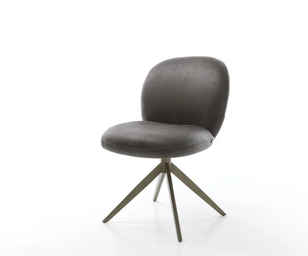 Drehstuhl Nube-Flex Mikrofaser Anthrazit Vintage Kreuzgestell breit Effektfinish Titan 360° drehbar Taschenfederkern