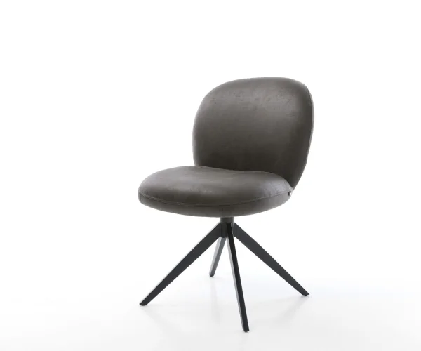 Drehstuhl Nube-Flex Mikrofaser Anthrazit Vintage Kreuzgestell breit Schwarz 360° drehbar Wippfunktion Taschenfederkern