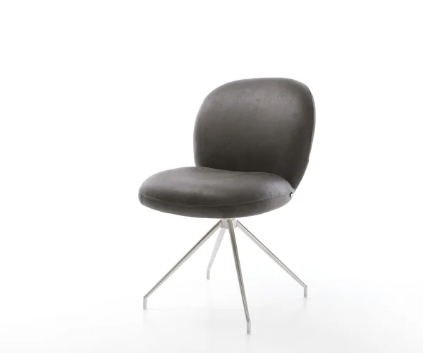 Drehstuhl Nube-Flex Mikrofaser Anthrazit Vintage Kreuzgestell konisch Edelstahl 180° drehbar Taschenfederkern