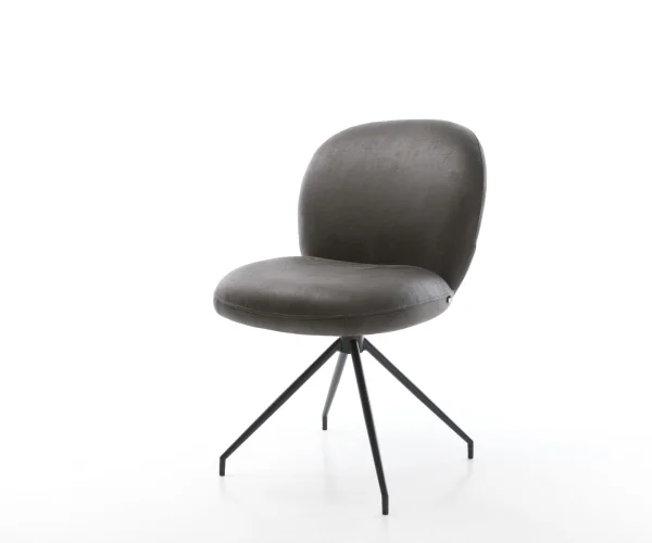 Drehstuhl Nube-Flex Mikrofaser Anthrazit Vintage Kreuzgestell konisch Schwarz 180° drehbar Taschenfederkern