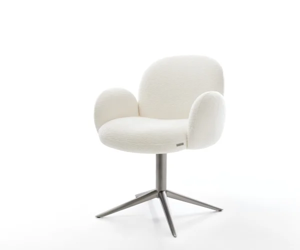 Drehstuhl Nube-Flex mit Armlehnen Bouclé Soft Beige Fußkreuz Graphit 360° drehbar Wippfunktion Taschenfederkern