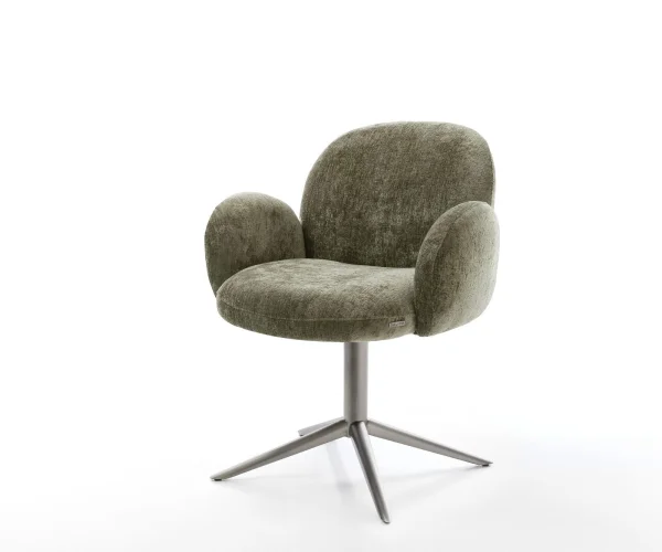 Drehstuhl Nube-Flex mit Armlehnen Chenille Olive Fußkreuz Graphit 360° drehbar Wippfunktion Taschenfederkern