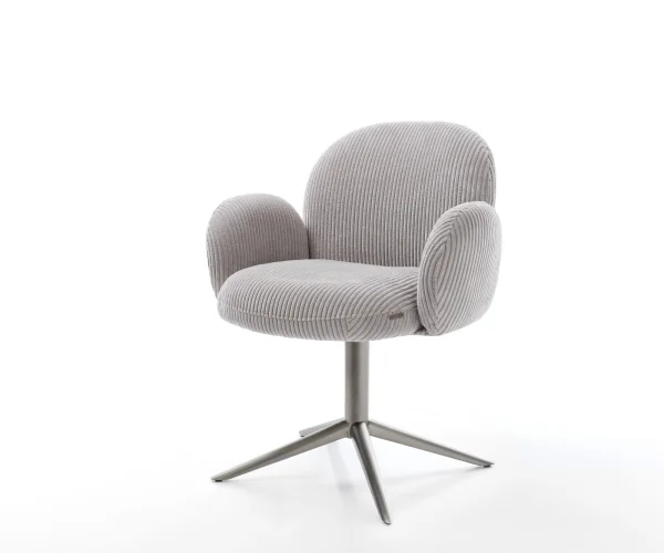 Drehstuhl Nube-Flex mit Armlehnen Cord Silbergrau Fußkreuz Graphit 360° drehbar Wippfunktion Taschenfederkern