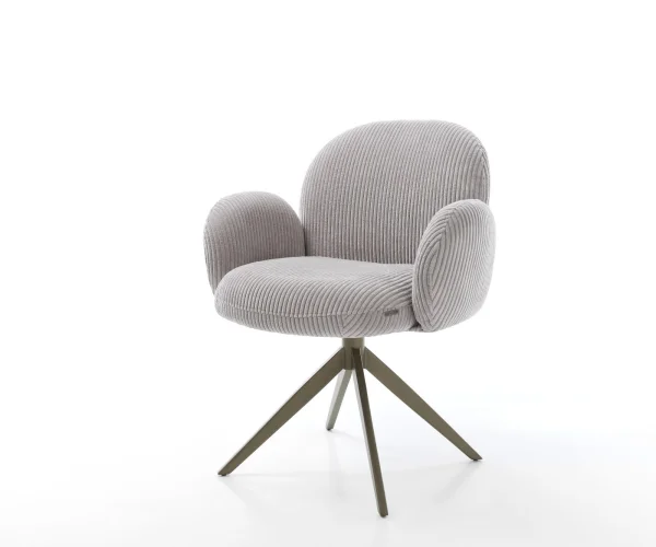 Drehstuhl Nube-Flex mit Armlehnen Cord Silbergrau Kreuzgestell breit Effektfinish Titan 360° drehbar Wippfunktion Taschenfederkern