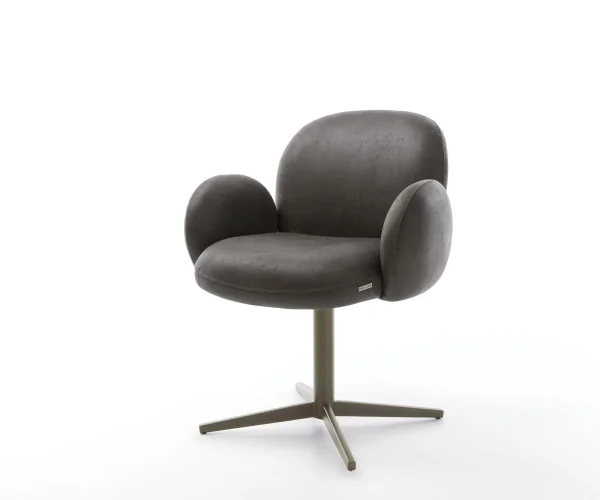 Drehstuhl Nube-Flex mit Armlehnen Mikrofaser Anthrazit Vintage Fußkreuz Effektfinish Titan 360° drehbar Taschenfederkern