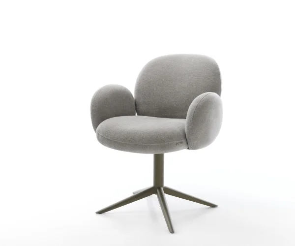 Drehstuhl Nube-Flex mit Armlehnen Strukturstoff Soft Grau Fußkreuz Effektfinish Titan 360° drehbar Wippfunktion Taschenfederkern