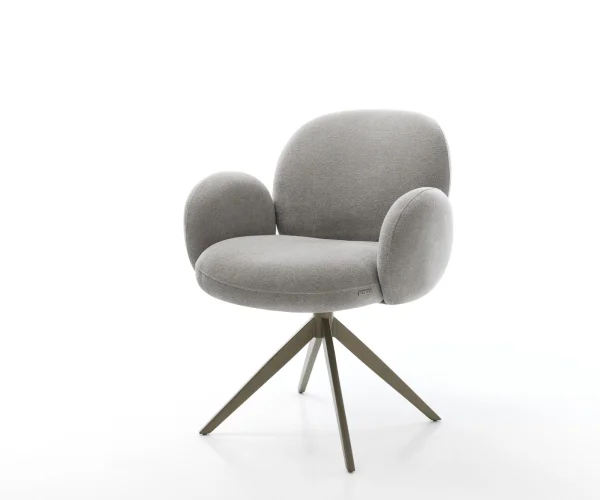 Drehstuhl Nube-Flex mit Armlehnen Strukturstoff Soft Grau Kreuzgestell breit Effektfinish Titan 360° drehbar Wippfunktion Taschenfederkern