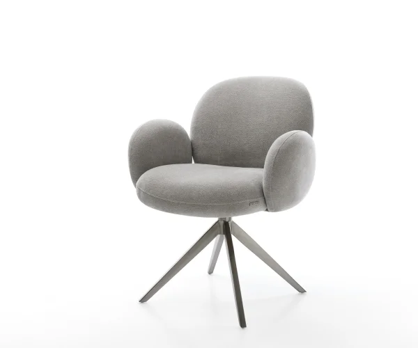 Drehstuhl Nube-Flex mit Armlehnen Strukturstoff Soft Grau Kreuzgestell breit Graphit 360° drehbar Wippfunktion Taschenfederkern