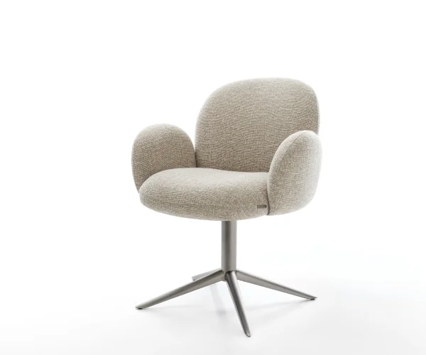 Drehstuhl Nube-Flex mit Armlehnen Webstoff Soft Beige Fußkreuz Graphit 360° drehbar Wippfunktion Taschenfederkern