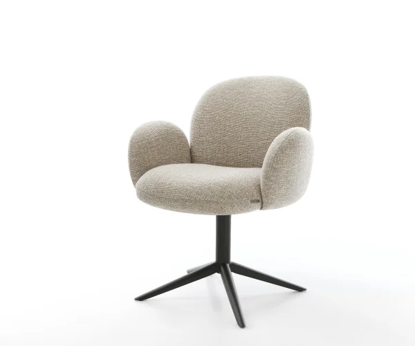 Drehstuhl Nube-Flex mit Armlehnen Webstoff Soft Beige Fußkreuz Schwarz 360° drehbar Wippfunktion Taschenfederkern