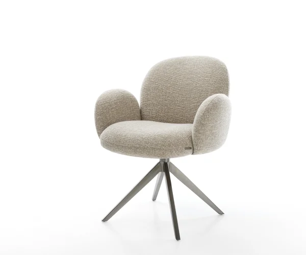 Drehstuhl Nube-Flex mit Armlehnen Webstoff Soft Beige Kreuzgestell breit Graphit 360° drehbar Wippfunktion Taschenfederkern