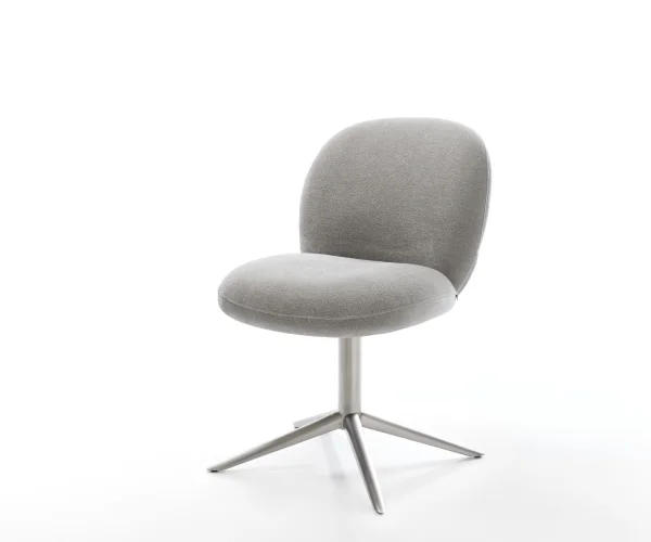 Drehstuhl Nube-Flex Strukturstoff Soft Grau Fußkreuz Edelstahl 360° drehbar Wippfunktion Taschenfederkern