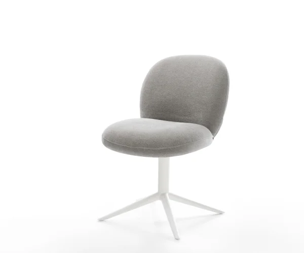 Drehstuhl Nube-Flex Strukturstoff Soft Grau Fußkreuz Weiß 360° drehbar Wippfunktion Taschenfederkern