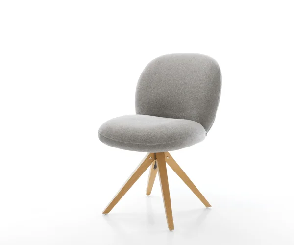 Drehstuhl Nube-Flex Strukturstoff Soft Grau Holzgestell kantig Natur 180° drehbar Taschenfederkern