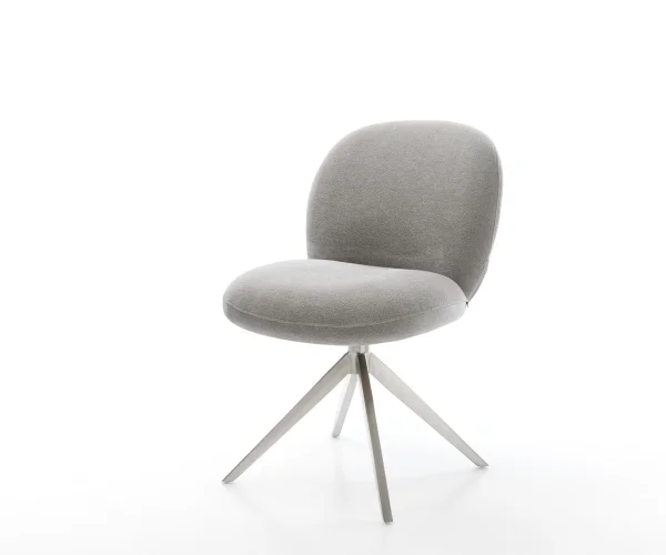 Drehstuhl Nube-Flex Strukturstoff Soft Grau Kreuzgestell breit Edelstahl 360° drehbar Wippfunktion Taschenfederkern