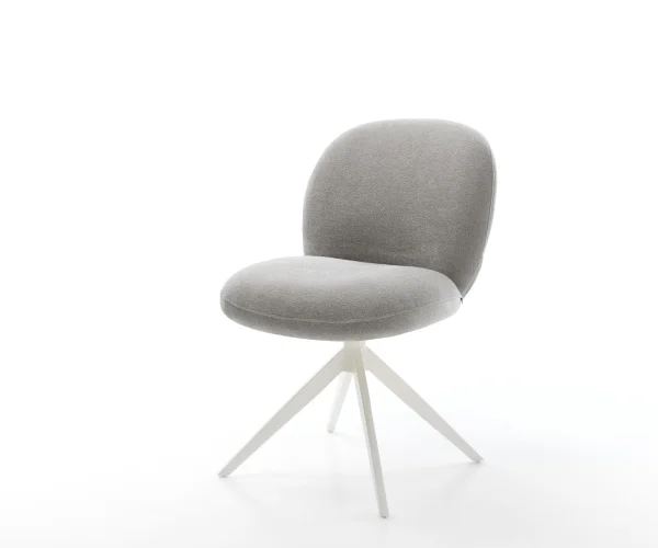 Drehstuhl Nube-Flex Strukturstoff Soft Grau Kreuzgestell breit Weiß 360° drehbar Wippfunktion Taschenfederkern