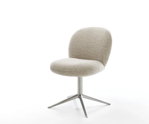 Drehstuhl Nube-Flex Webstoff Soft Beige Fußkreuz Edelstahl 360° drehbar Wippfunktion Taschenfederkern