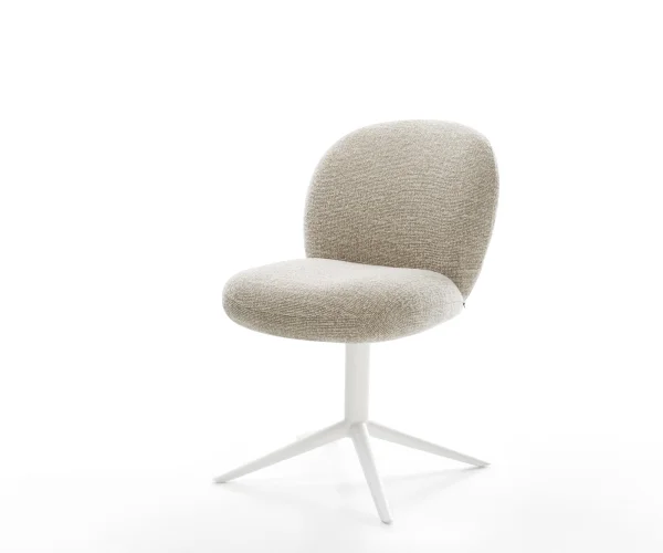 Drehstuhl Nube-Flex Webstoff Soft Beige Fußkreuz Weiß 360° drehbar Wippfunktion Taschenfederkern