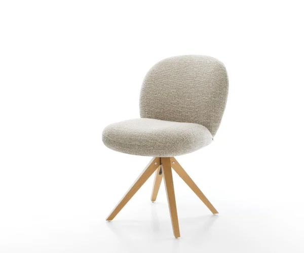 Drehstuhl Nube-Flex Webstoff Soft Beige Holzgestell kantig Natur 180° drehbar Taschenfederkern