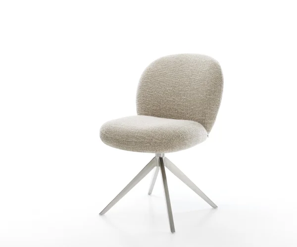Drehstuhl Nube-Flex Webstoff Soft Beige Kreuzgestell breit Edelstahl 360° drehbar Wippfunktion Taschenfederkern
