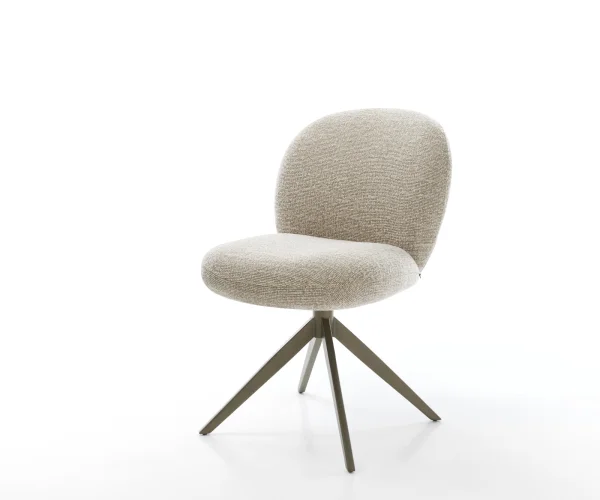 Drehstuhl Nube-Flex Webstoff Soft Beige Kreuzgestell breit Effektfinish Titan 360° drehbar Wippfunktion Taschenfederkern