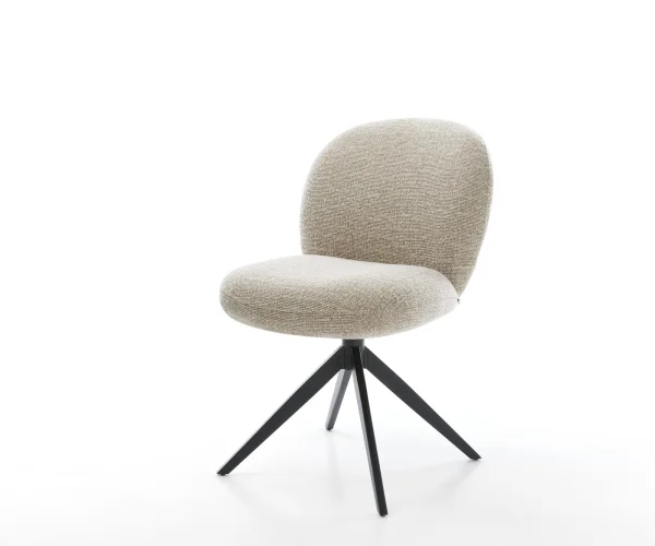 Drehstuhl Nube-Flex Webstoff Soft Beige Kreuzgestell breit Schwarz 360° drehbar Wippfunktion Taschenfederkern