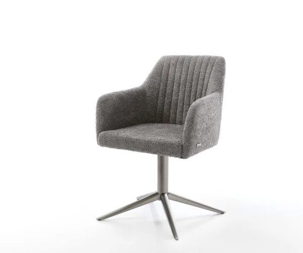 Drehstuhl Pejo-Flex Bouclé Grau Fußkreuz Graphit 360° drehbar Wippfunktion Taschenfederkern