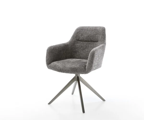 Drehstuhl Pejo-Flex Bouclé Grau Kreuzgestell breit Graphit 360° drehbar Wippfunktion Taschenfederkern