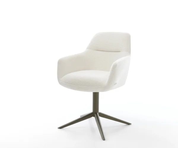 Drehstuhl Pejo-Flex Bouclé Soft Beige Fußkreuz Effektfinish Titan 360° drehbar Wippfunktion Taschenfederkern