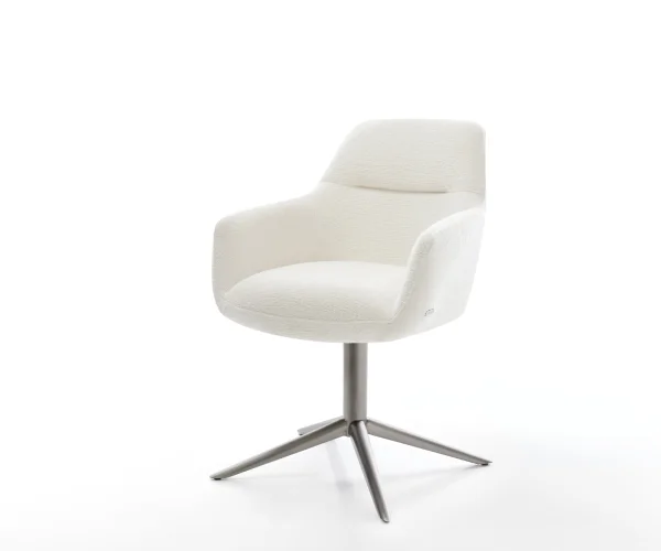 Drehstuhl Pejo-Flex Bouclé Soft Beige Fußkreuz Graphit 360° drehbar Wippfunktion Taschenfederkern