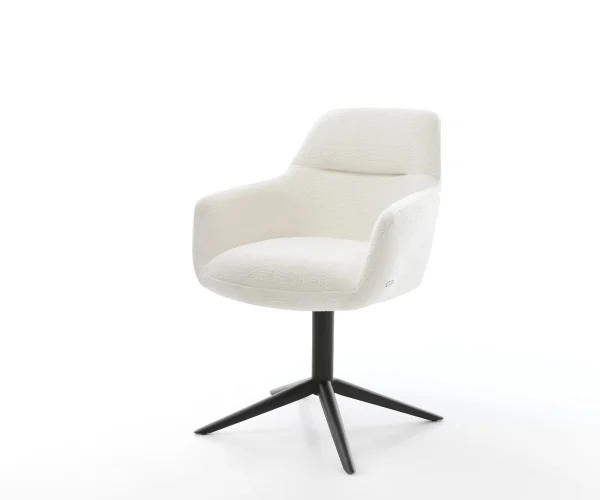 Drehstuhl Pejo-Flex Bouclé Soft Beige Fußkreuz Schwarz 360° drehbar Wippfunktion Taschenfederkern