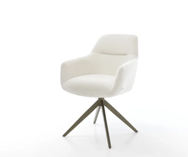 Drehstuhl Pejo-Flex Bouclé Soft Beige Kreuzgestell breit Effektfinish Titan 360° drehbar Wippfunktion Taschenfederkern