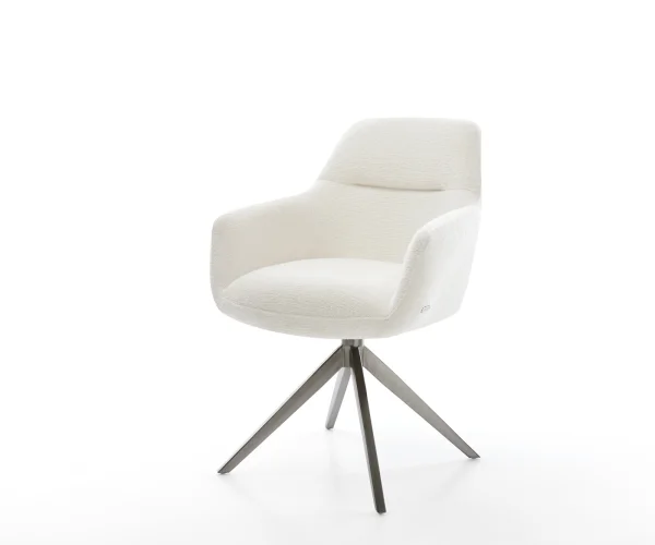 Drehstuhl Pejo-Flex Bouclé Soft Beige Kreuzgestell breit Graphit 360° drehbar Wippfunktion Taschenfederkern