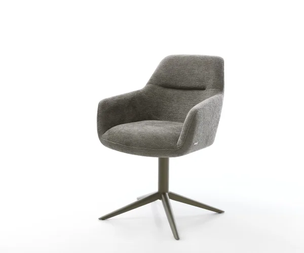 Drehstuhl Pejo-Flex Bouclé Soft Schlamm Fußkreuz Effektfinish Titan 360° drehbar Wippfunktion Taschenfederkern