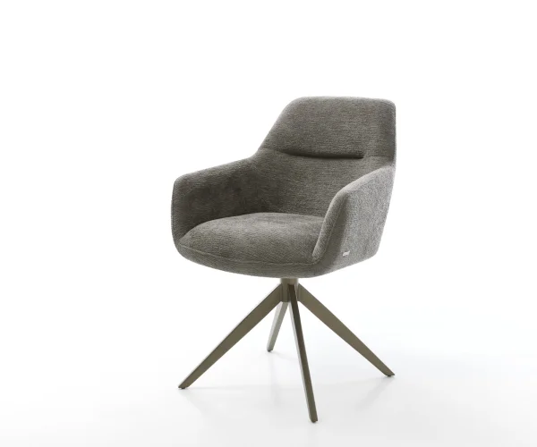 Drehstuhl Pejo-Flex Bouclé Soft Schlamm Kreuzgestell breit Effektfinish Titan 360° drehbar Wippfunktion Taschenfederkern