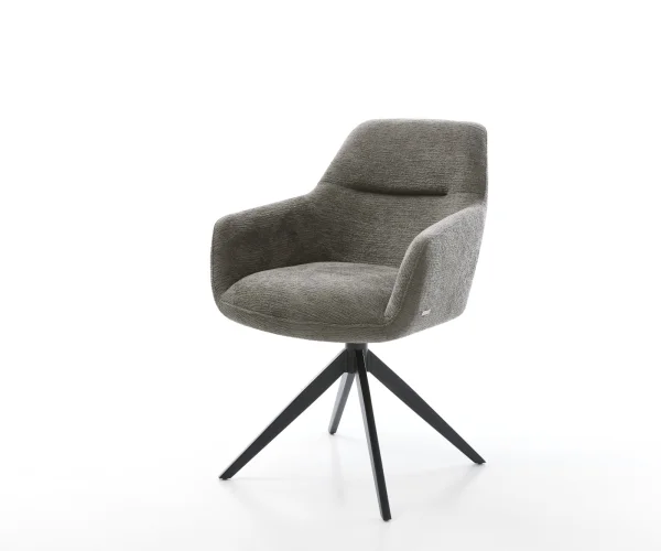 Drehstuhl Pejo-Flex Bouclé Soft Schlamm Kreuzgestell breit Schwarz 360° drehbar Wippfunktion Taschenfederkern