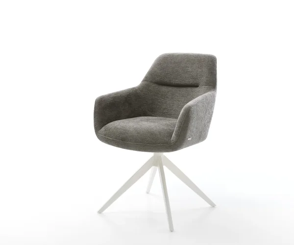 Drehstuhl Pejo-Flex Bouclé Soft Schlamm Kreuzgestell breit Weiß 360° drehbar Wippfunktion Taschenfederkern