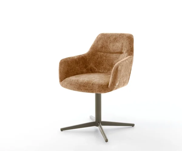 Drehstuhl Pejo-Flex Chenille Rost Fußkreuz Effektfinish Titan 360° drehbar Taschenfederkern