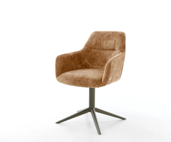 Drehstuhl Pejo-Flex Chenille Rost Fußkreuz Effektfinish Titan 360° drehbar Wippfunktion Taschenfederkern