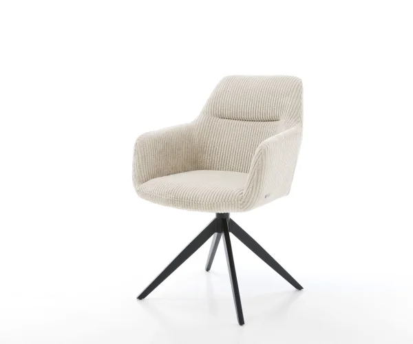 Drehstuhl Pejo-Flex Cord Beige Kreuzgestell breit Schwarz 360° drehbar Wippfunktion Taschenfederkern